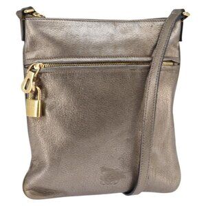 Authentic LOEWE anagram Shoulder Bag Leather Gold